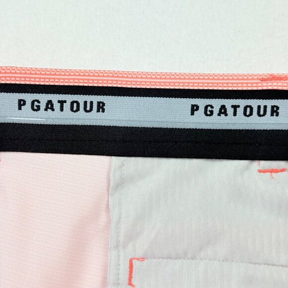 PGA Tour Men's Active Gripper Waistband UPF 50 Stretch Coral Shorts Size 36 NWT - Picture 6 of 11